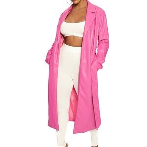 Faux leather trench coat